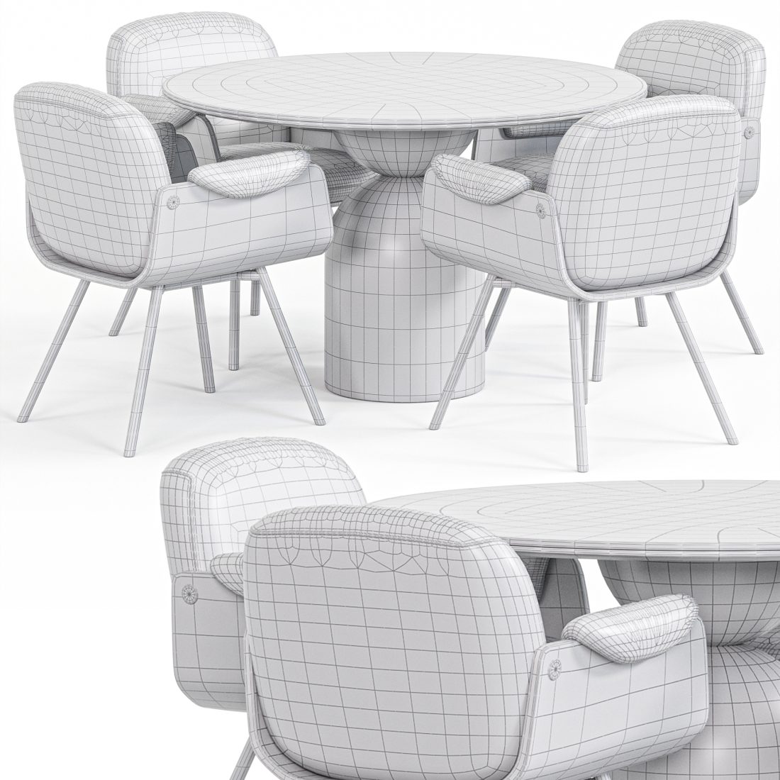 Round Table And Laurel Chair 3D Model for VRay, Corona | CGMood