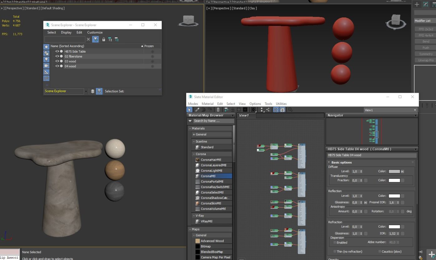 Hb75 Side Table 3D Model for Corona | CGMood