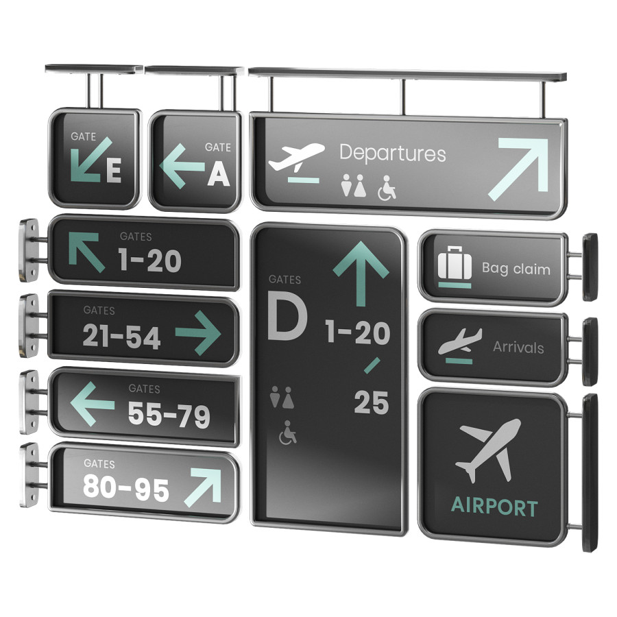 Set Navigated Airport Navigation Set 02 3D Model for VRay, Corona | CGMood
