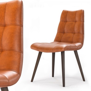 Havana Tufted Dining Chair, Brown Leather