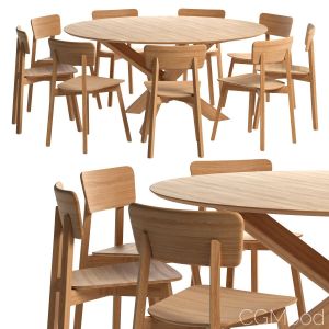Oak Casale Dining Chair With Mikado Round Table