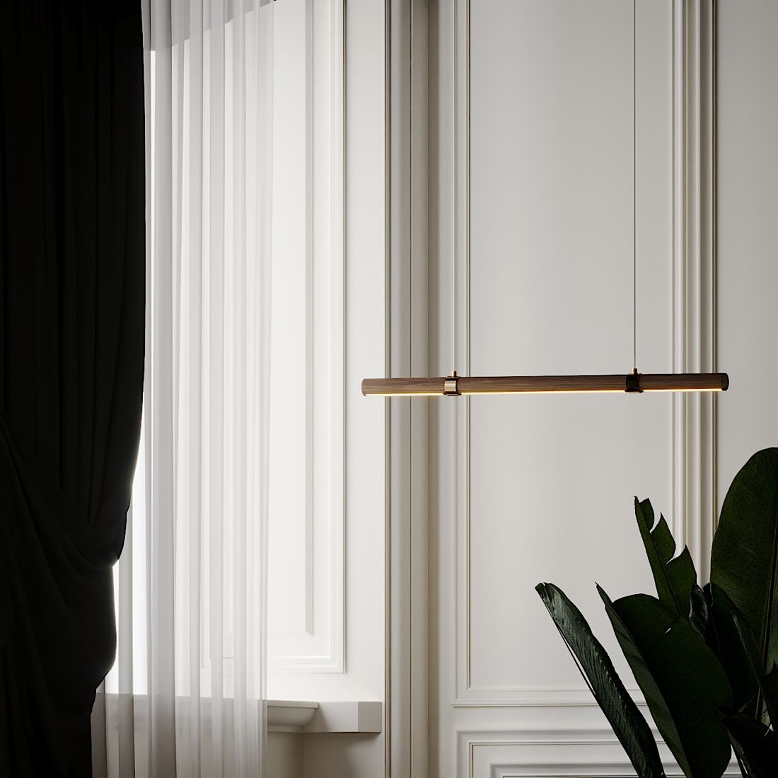 Linear Wood Led Pendant - 3D Model for 