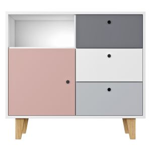 Vox Concept Chest Of Drawers In Grey & Pink