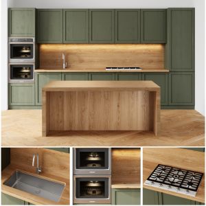 Green Kitchen With Island
