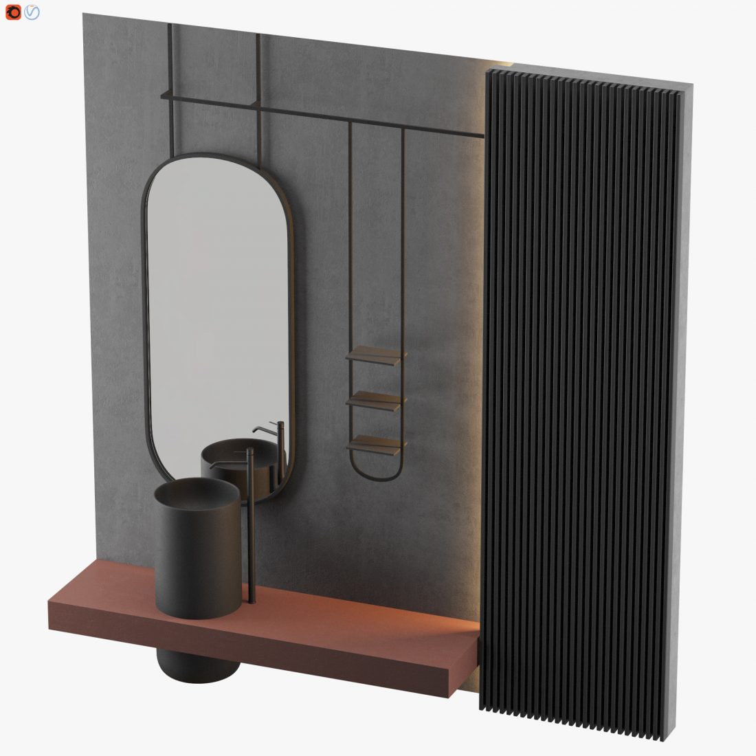 Modern - Gray Bathroom_06 3D Model for VRay, Corona | CGMood