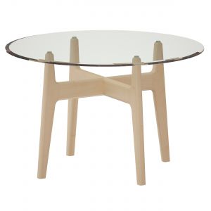 Tate Round Dining Table With Glass Top And Sand