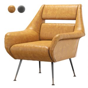 Enamel And Leather Armchair By Gio Ponti