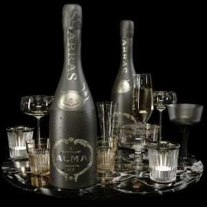 Alcoholic Set Of Elite Sparkling Wine And A Glass