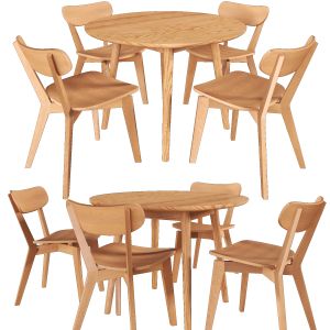 Dion Parquet Round Dining Table And Natural Larsen