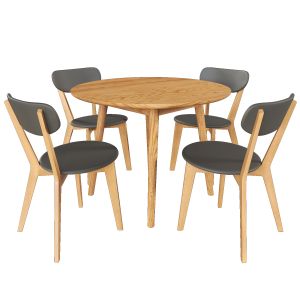 Dion Parquet Round Dining Table And Luca Oslo Dini