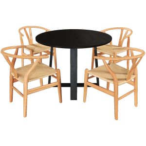 Olwen Oak Wood Round Dining Table And Natural Hans