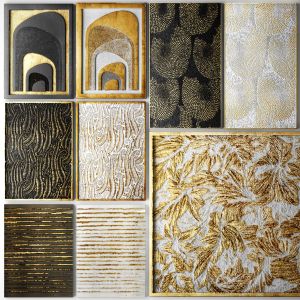 Collection Of Paintings, Luxury Decor, Wall, Gold