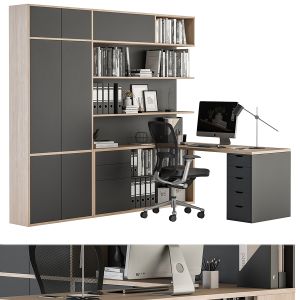 Office Furniture 179 - Manager Desk With Library