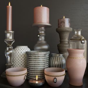 Set Of Candles And Candlesticks