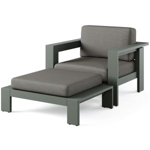 Walker Metal Outdoor Lounge Chair With Ottoman