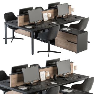 Office Furniture - Employee Set Wood And Black 37