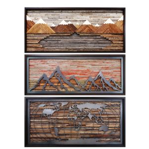 Set Of Paintings, Panels, Mountains, Wall Decor