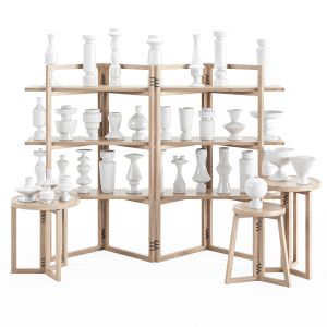 Spago Shelf & Tables With Vases