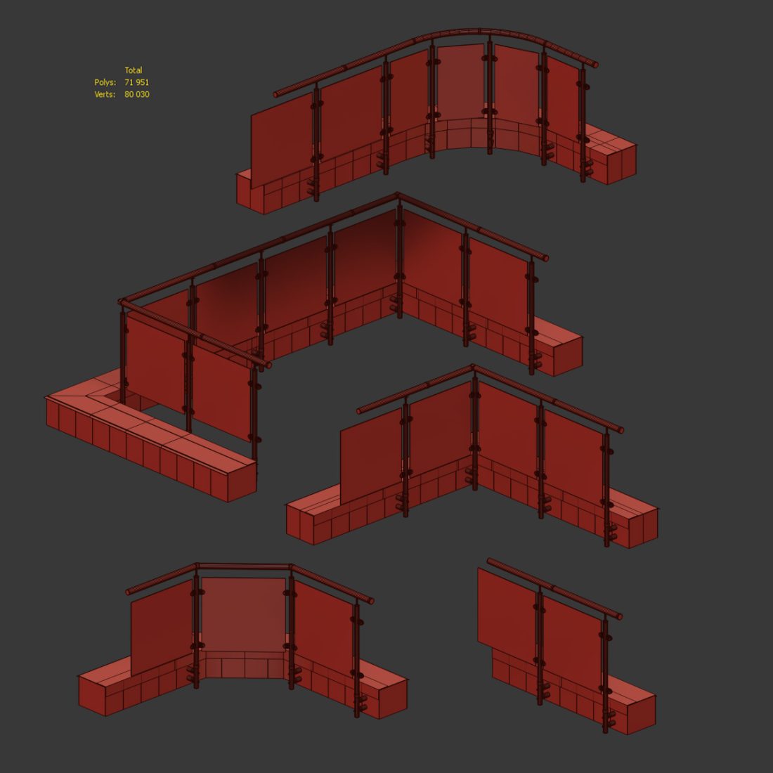 Railings For Balconies, Terraces. 5 Models 3D Model for VRay, Corona ...