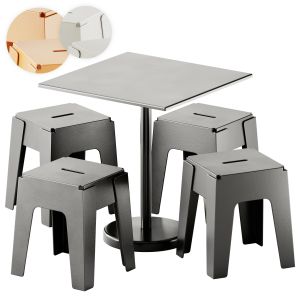 Muuto Linear Steel Cafe Table And Butter Stool