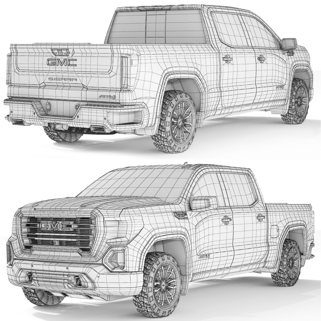 GMC Sierra At4 2019 3D Model For VRay