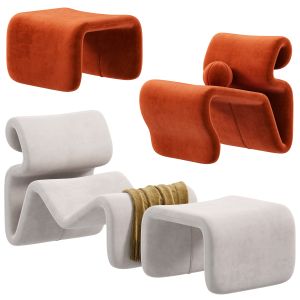Artilleriet Etcetera Fabric Lounge Chair And Foots