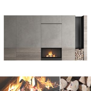 Decorative Wall With Fireplace Set 62