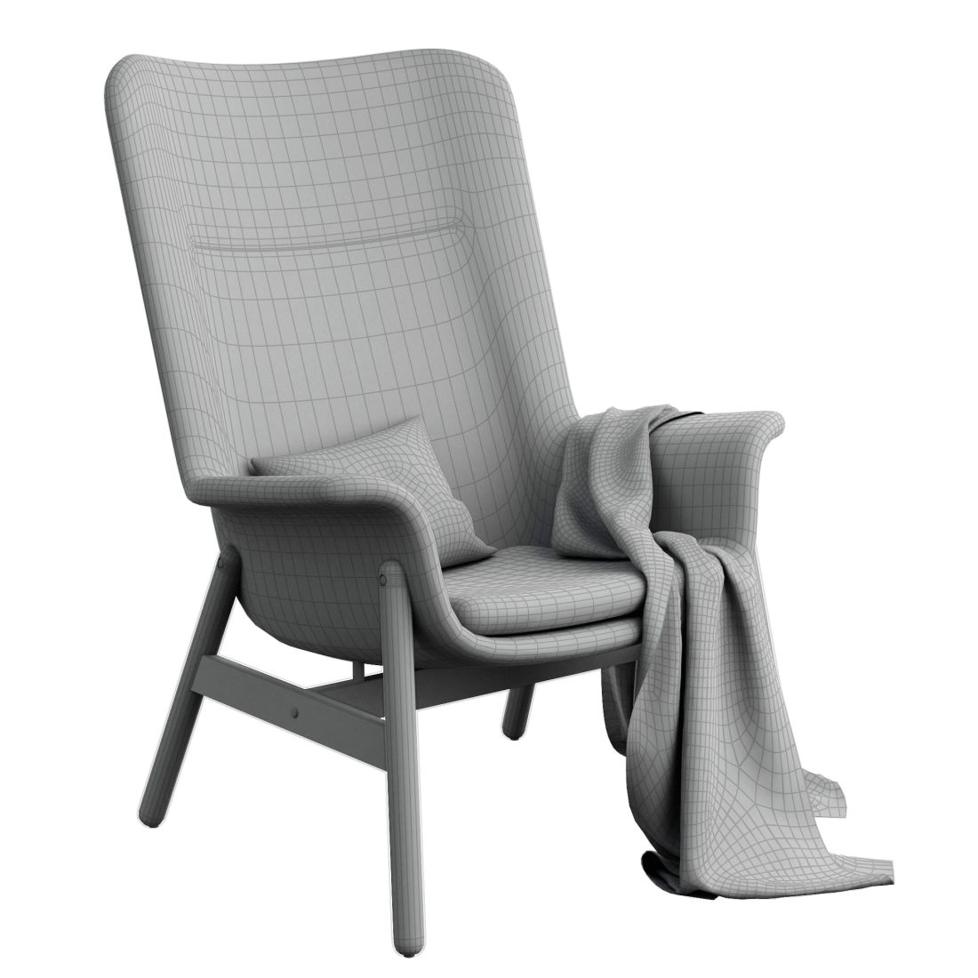 Ikea – Vedbo Armchair With High Backrest 3D Model for VRay, Corona