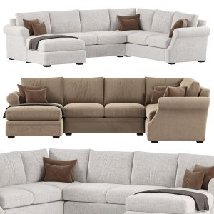Landsbury Three Piece Large Chaise Sectional Sofa
