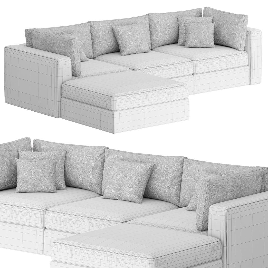 Tatum Modular 3 Seat Chaise Sectional 3D Model for Corona | CGMood