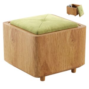 Square Storage Stool, Solid Wood Footstool For Liv