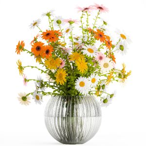 Bouquet Of Wildflowers Chamomile Daisies In A Vase