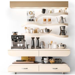 Kitchen Cabinet With Coffee Machine And Kitchen