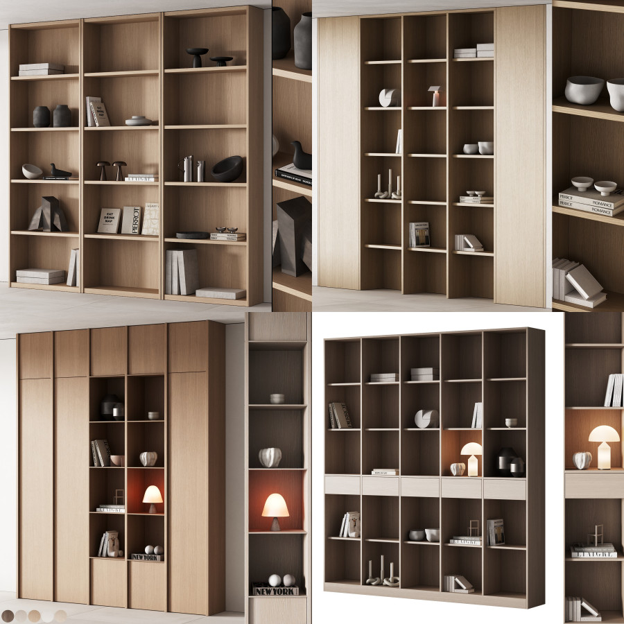 Bookcase Set 13 3D Model for VRay, Corona | CGMood