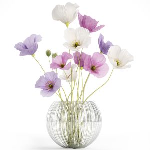 Small Bouquet Of Wildflowers In A Vase With Poppy