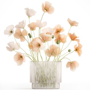 Bouquet Of Wildflowers In A Glass Vase With Poppy