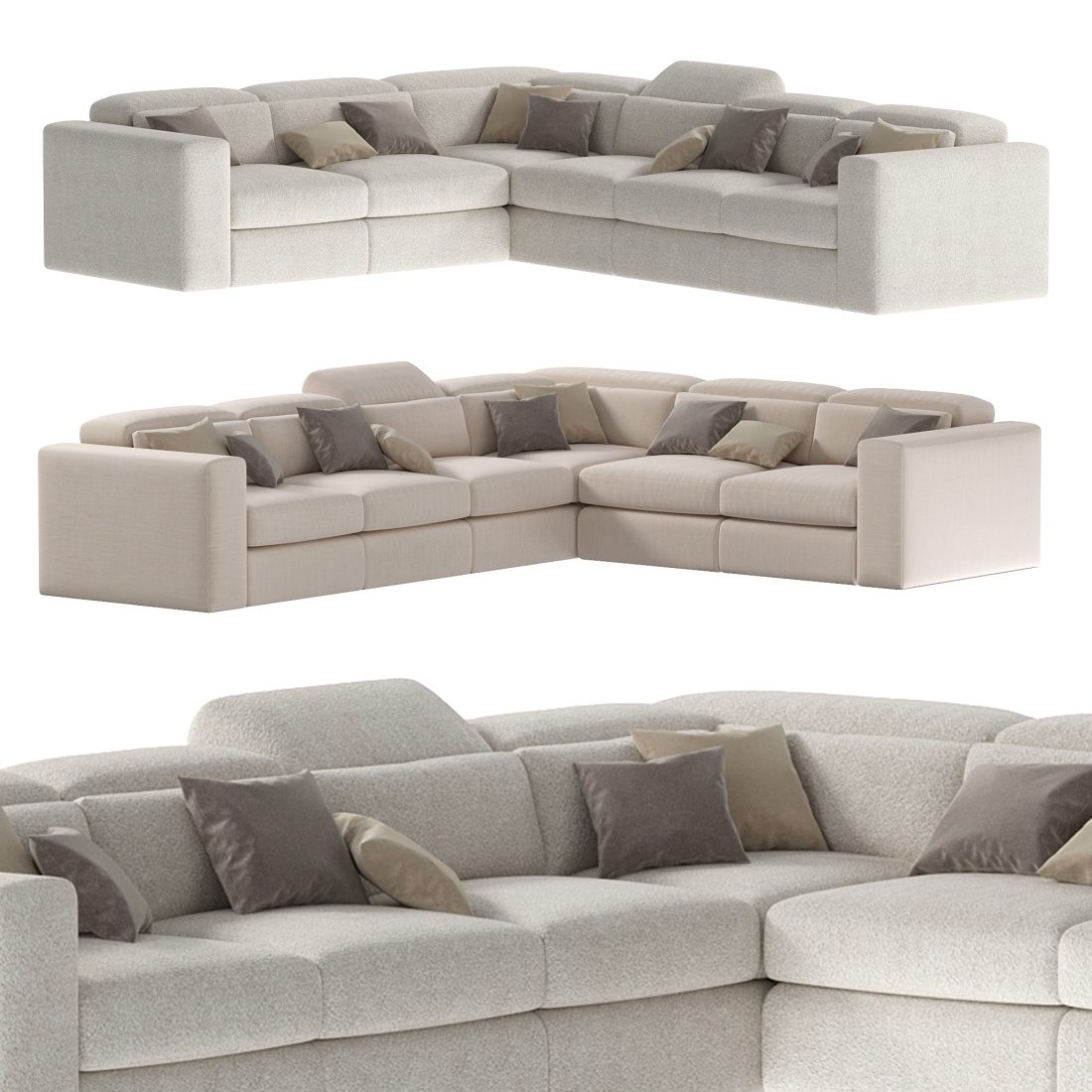 Gold Corner Sofa By Luxdeco - 3D Model for Corona