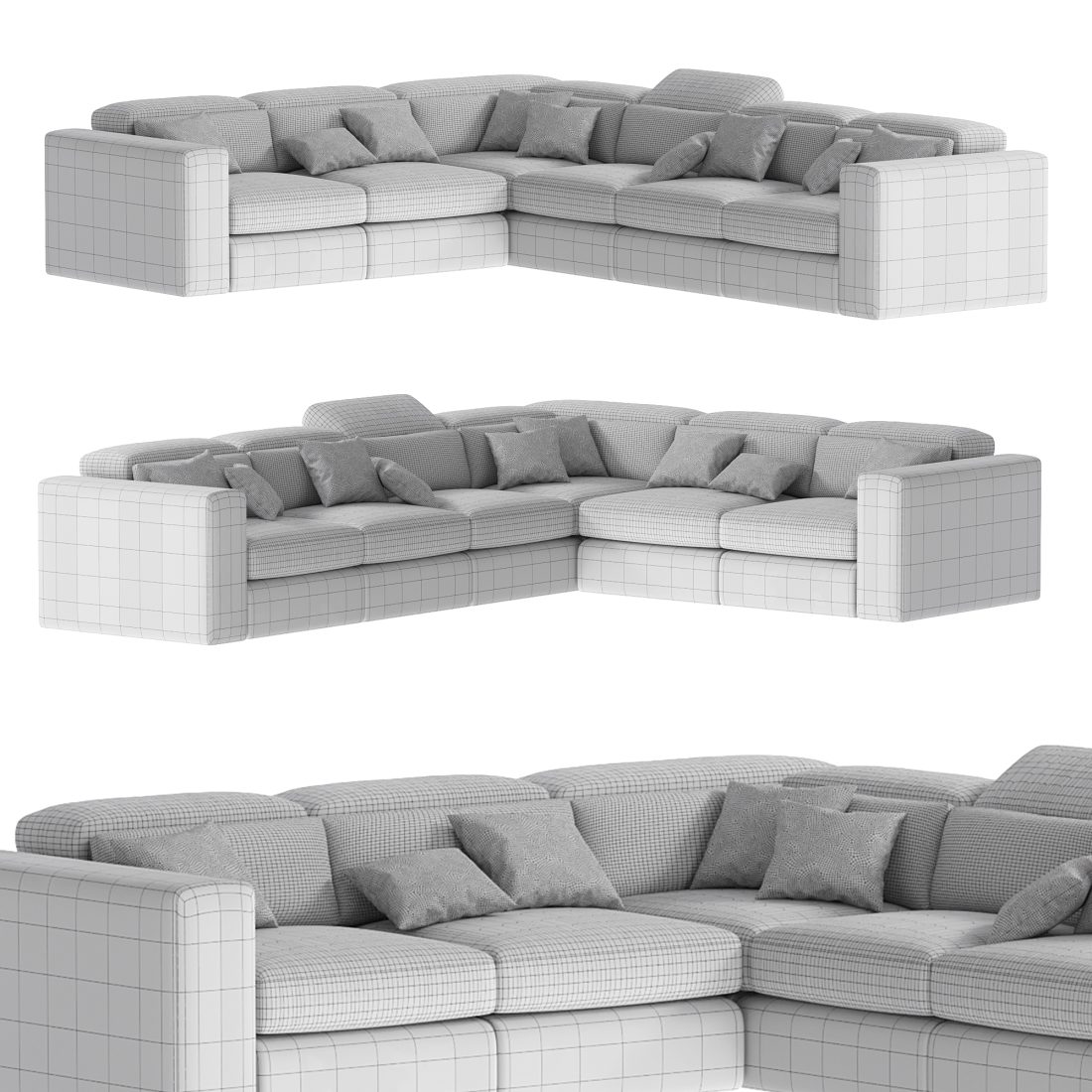 Gold Corner Sofa By Luxdeco - 3D Model for Corona