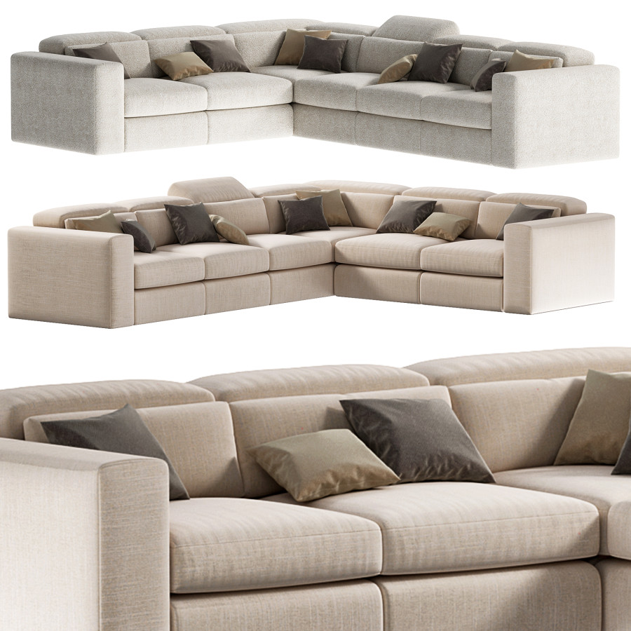 Gold Corner Sofa By Luxdeco - 3D Model for Corona