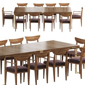 Contemporary Fixed Rectangular Table And Lazlo Cha