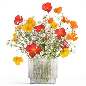 Bouquet Of Wild Flowers Poppy Chamomile Daisies