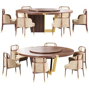 Contemporary Fixed Round Table And Carter Dining C