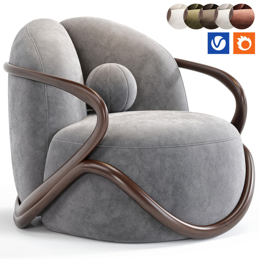 Hug Armchair By Giorgetti - 3D Model for VRay, Corona