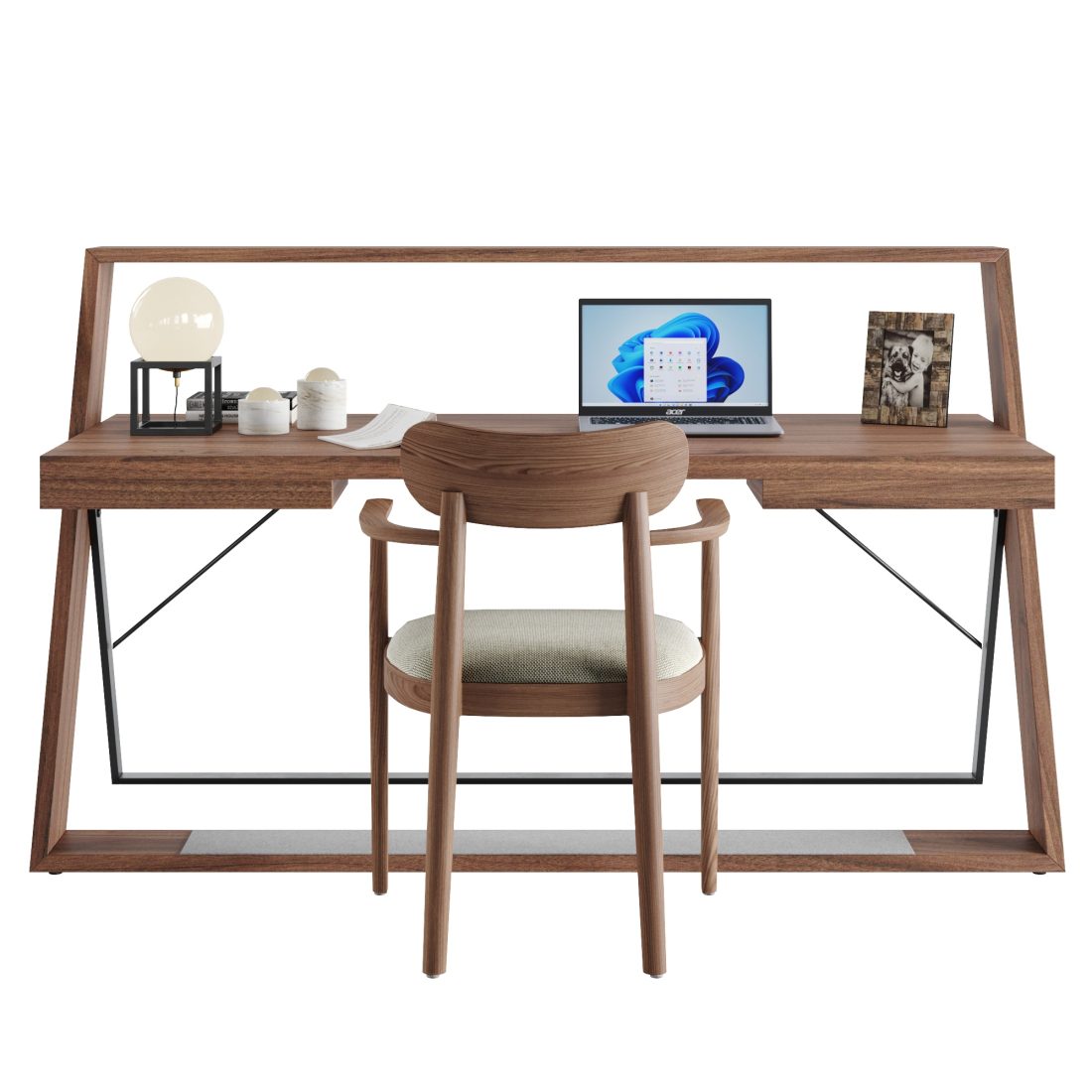 Workdesk Angel Angel Cerda Office Desk In Walnut Wood - 3D Model for VRay, Corona