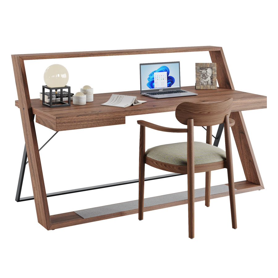 Workdesk Angel Angel Cerda Office Desk In Walnut Wood - 3D Model for VRay, Corona