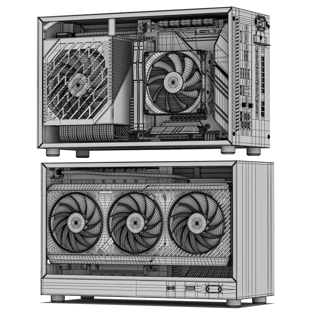 Mini itx pc rog strix kxrors s300 gaming pc 3d model for vray corona