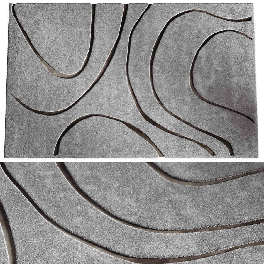 Quaoar Gray Wave Area Rug - 3D Model for VRay, Corona