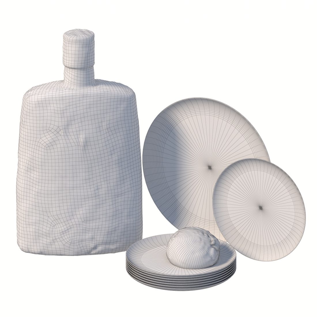 Textured Bottle And Plates 3D Model for VRay | CGMood