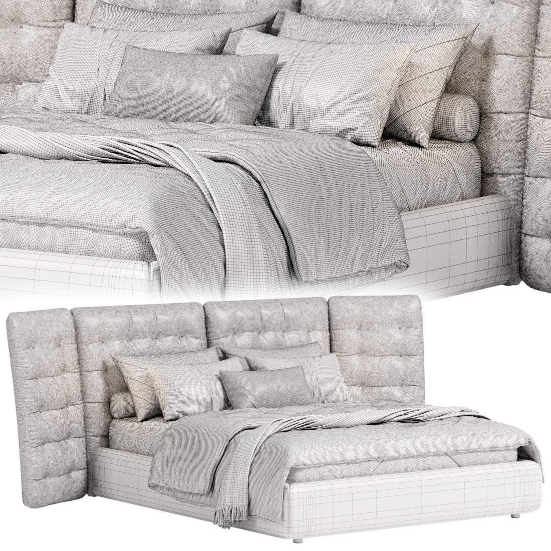 Angle Bed By Flou 3D Model for Corona | CGMood