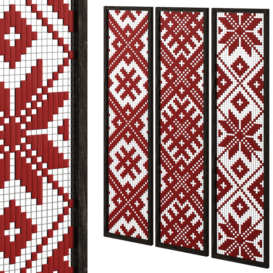 Wall Panel Made Of Threads With Geometric Pattern 3D Model for VRay ...